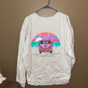 Simply Southern Kids White Sweatshirt with Pink and Purple Van Design